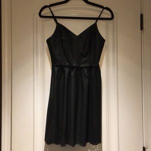 Black Spaghetti Strap Leather Dress